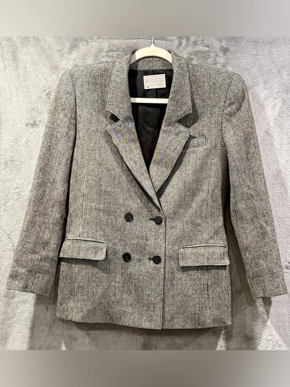 Pendleton VTG Houndstooth 100% Wool Blazer Size Petite 6 Quiet Luxury Acadamia